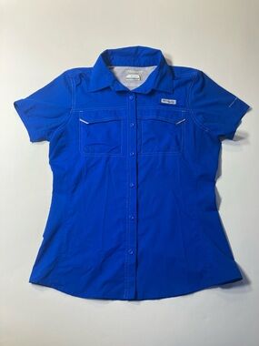 Columbia Women’s Short Sleeve Electric Blue Button-Down Shirt